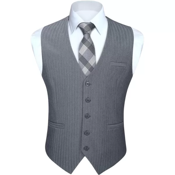 HISDERN Men's Suit Vest Business Suit Vests for Men Formal Slim Fit Solid Wedding Dress Waistcoat for V-Neck Tuxedo Vest