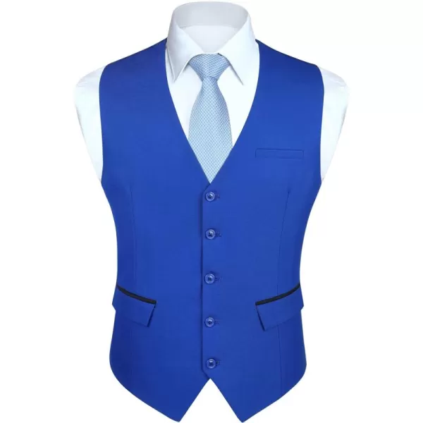 HISDERN Men's Suit Vest Business Suit Vests for Men Formal Slim Fit Solid Wedding Dress Waistcoat for V-Neck Tuxedo Vest