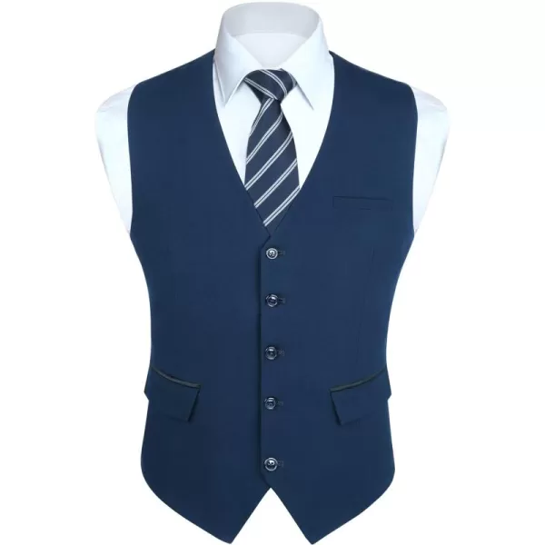 HISDERN Men's Suit Vest Business Suit Vests for Men Formal Slim Fit Solid Wedding Dress Waistcoat for V-Neck Tuxedo Vest