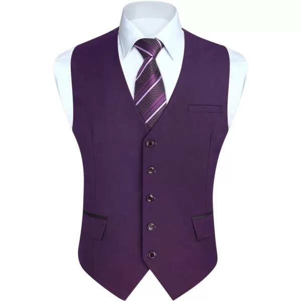 HISDERN Men's Suit Vest Business Suit Vests for Men Formal Slim Fit Solid Wedding Dress Waistcoat for V-Neck Tuxedo Vest