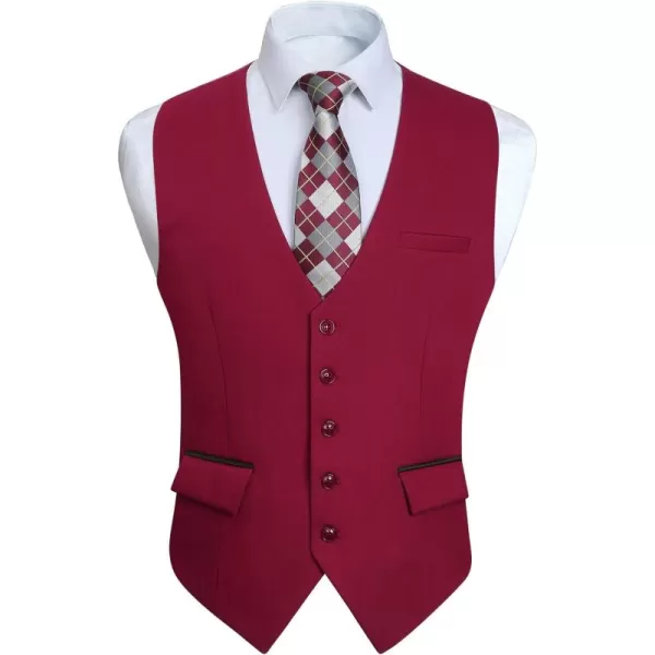 HISDERN Men's Suit Vest Business Suit Vests for Men Formal Slim Fit Solid Wedding Dress Waistcoat for V-Neck Tuxedo Vest