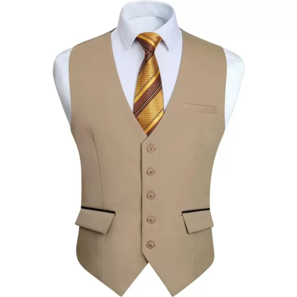 HISDERN Men's Suit Vest Business Suit Vests for Men Formal Slim Fit Solid Wedding Dress Waistcoat for V-Neck Tuxedo Vest