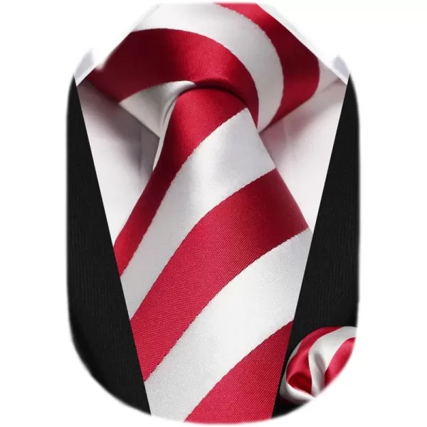 HISDERN Mens Tie Striped Ties and Handkerchief Set Business Formal Woven Pocket Square Wedding College Stripe Necktie