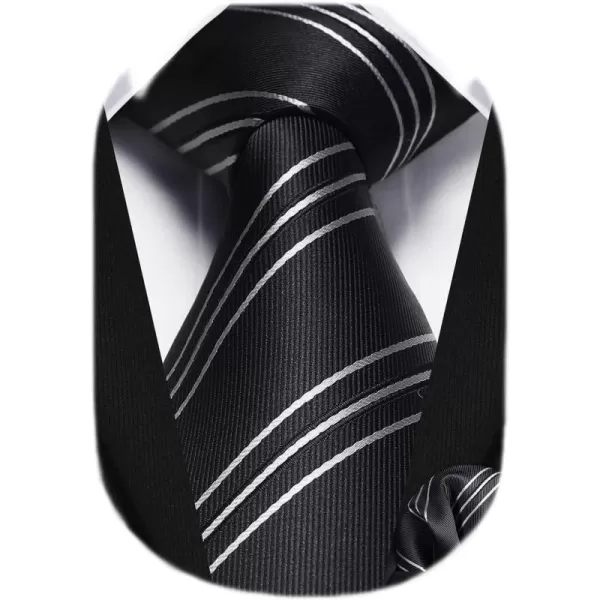 HISDERN Mens Tie Striped Ties and Handkerchief Set Business Formal Woven Pocket Square Wedding College Stripe Necktie