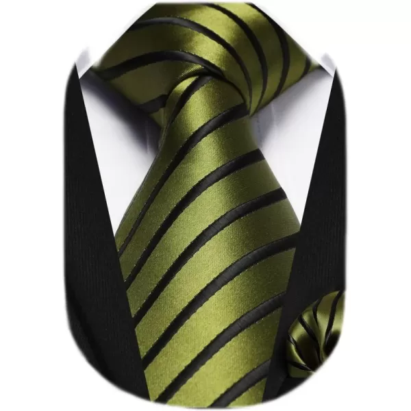 HISDERN Mens Tie Striped Ties and Handkerchief Set Business Formal Woven Pocket Square Wedding College Stripe Necktie