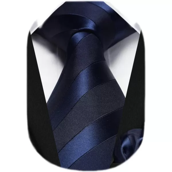 HISDERN Mens Tie Striped Ties and Handkerchief Set Business Formal Woven Pocket Square Wedding College Stripe Necktie