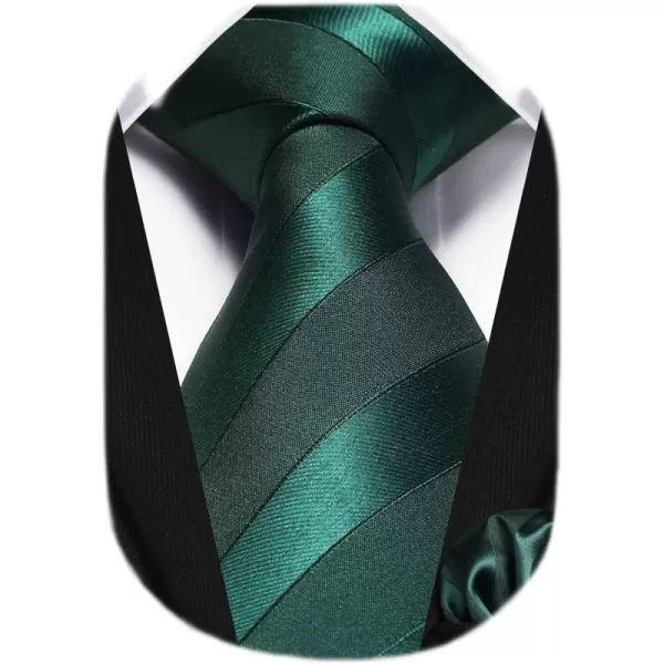 HISDERN Mens Tie Striped Ties and Handkerchief Set Business Formal Woven Pocket Square Wedding College Stripe Necktie