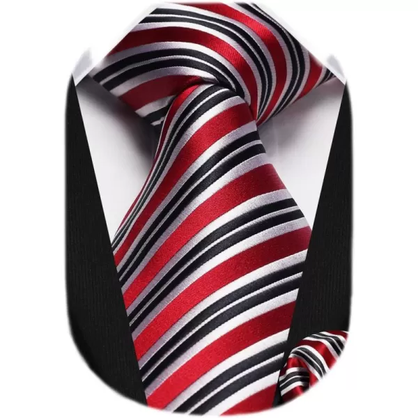 HISDERN Mens Tie Striped Ties and Handkerchief Set Business Formal Woven Pocket Square Wedding College Stripe Necktie