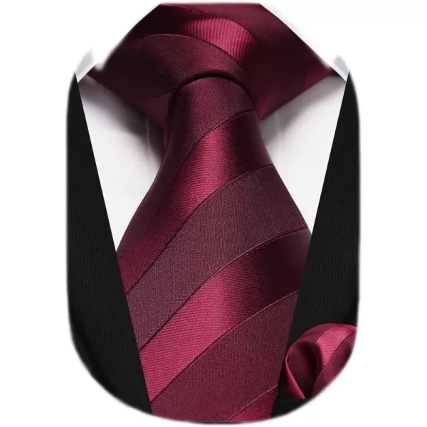 HISDERN Mens Tie Striped Ties and Handkerchief Set Business Formal Woven Pocket Square Wedding College Stripe Necktie