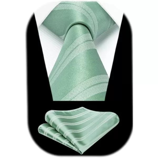 HISDERN Mens Tie Striped Ties and Handkerchief Set Business Formal Woven Pocket Square Wedding College Stripe Necktie