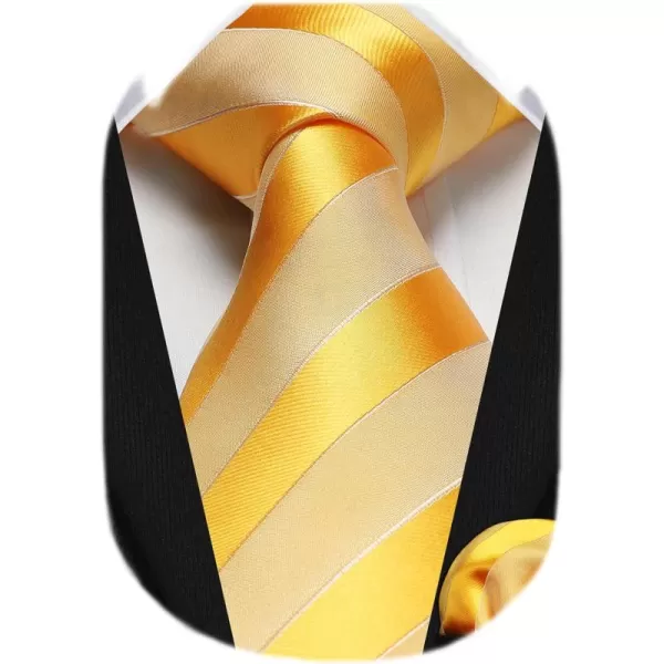 HISDERN Mens Tie Striped Ties and Handkerchief Set Business Formal Woven Pocket Square Wedding College Stripe Necktie