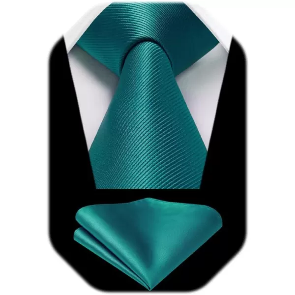 HISDERN Mens Ties Handkerchief Solid Color Ties for Men Necktie with Pocket Square Set for Classic Wedding