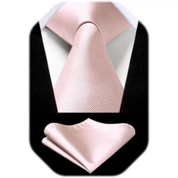 HISDERN Mens Ties Handkerchief Solid Color Ties for Men Necktie with Pocket Square Set for Classic Wedding