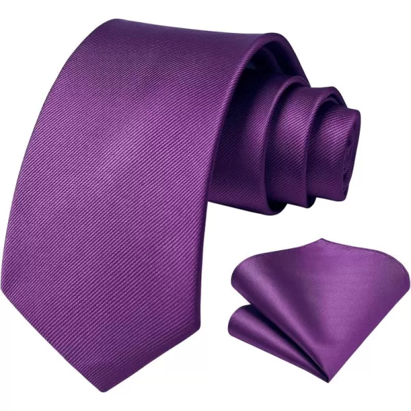 HISDERN Mens Ties Handkerchief Solid Color Ties for Men Necktie with Pocket Square Set for Classic Wedding