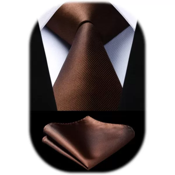 HISDERN Mens Ties Handkerchief Solid Color Ties for Men Necktie with Pocket Square Set for Classic Wedding