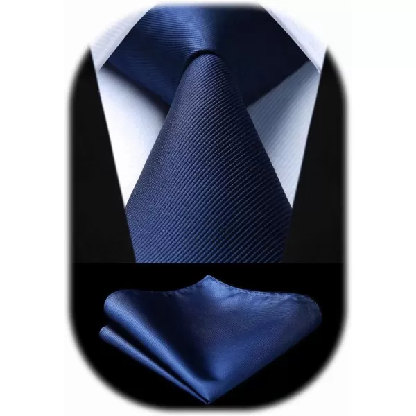HISDERN Mens Ties Handkerchief Solid Color Ties for Men Necktie with Pocket Square Set for Classic Wedding