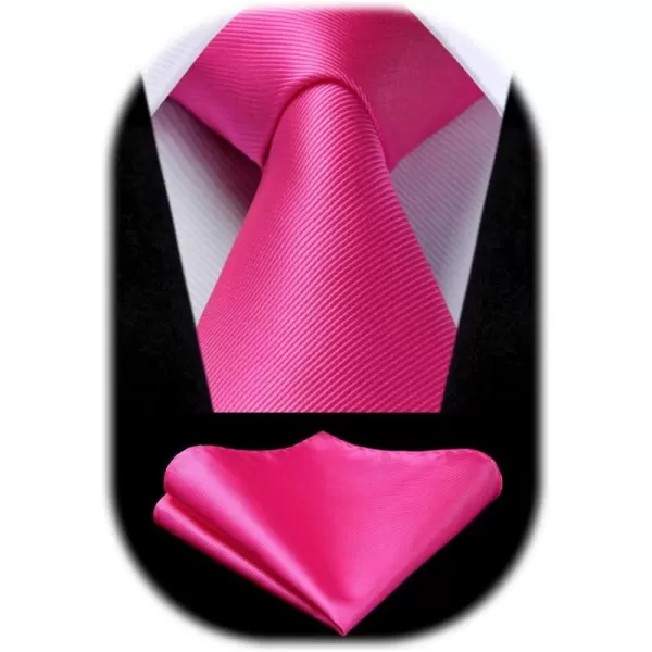 HISDERN Mens Ties Handkerchief Solid Color Ties for Men Necktie with Pocket Square Set for Classic Wedding