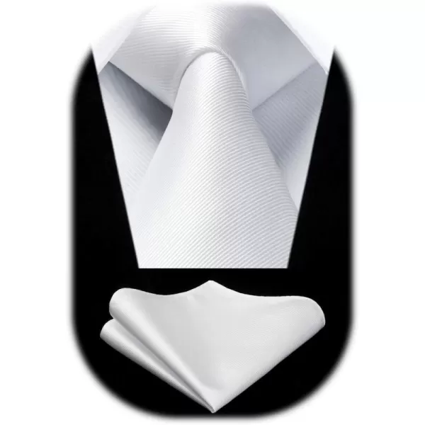 HISDERN Mens Ties Handkerchief Solid Color Ties for Men Necktie with Pocket Square Set for Classic Wedding
