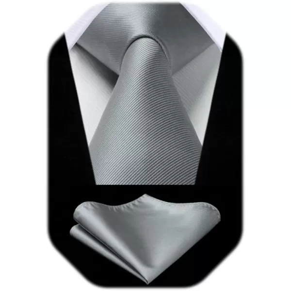 HISDERN Mens Ties Handkerchief Solid Color Ties for Men Necktie with Pocket Square Set for Classic Wedding