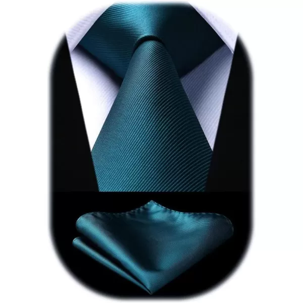 HISDERN Mens Ties Handkerchief Solid Color Ties for Men Necktie with Pocket Square Set for Classic Wedding