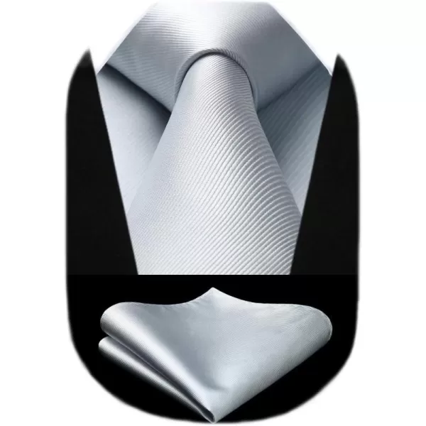 HISDERN Mens Ties Handkerchief Solid Color Ties for Men Necktie with Pocket Square Set for Classic Wedding