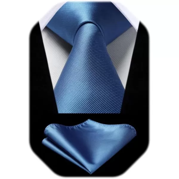 HISDERN Mens Ties Handkerchief Solid Color Ties for Men Necktie with Pocket Square Set for Classic Wedding