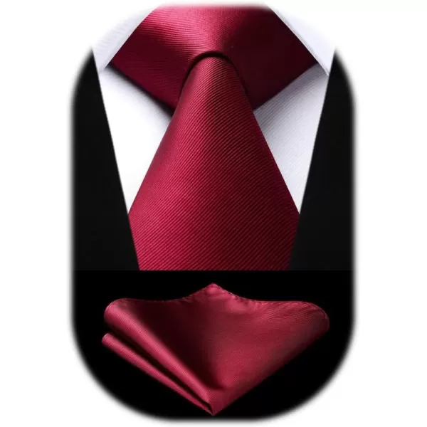HISDERN Mens Ties Handkerchief Solid Color Ties for Men Necktie with Pocket Square Set for Classic Wedding