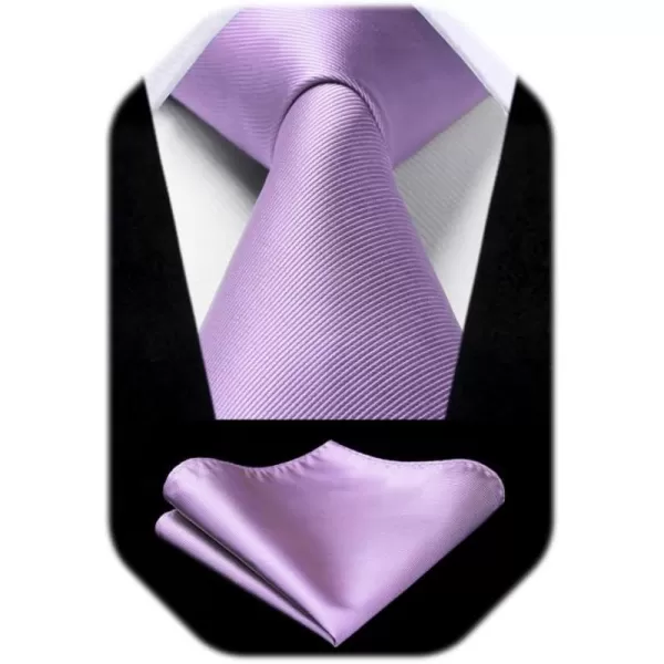 HISDERN Mens Ties Handkerchief Solid Color Ties for Men Necktie with Pocket Square Set for Classic Wedding