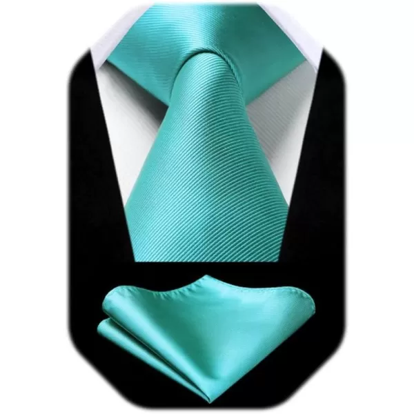 HISDERN Mens Ties Handkerchief Solid Color Ties for Men Necktie with Pocket Square Set for Classic Wedding