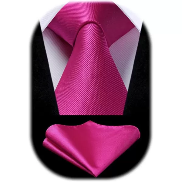 HISDERN Mens Ties Handkerchief Solid Color Ties for Men Necktie with Pocket Square Set for Classic Wedding