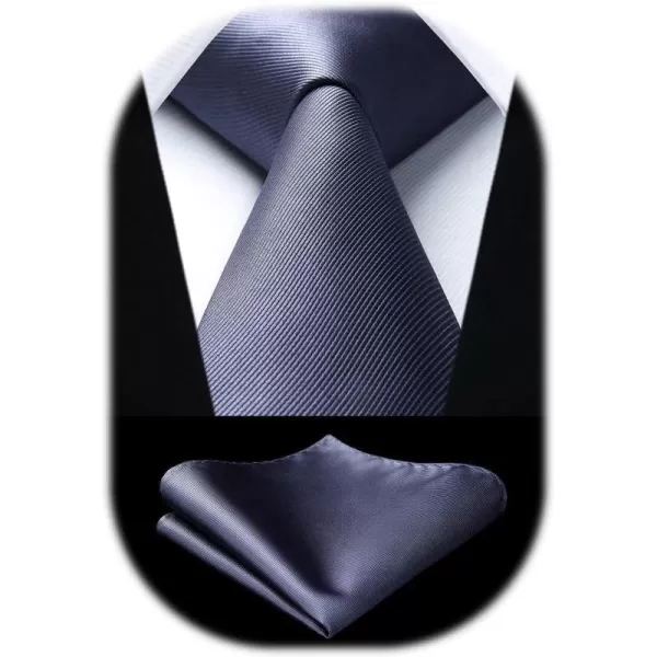 HISDERN Mens Ties Handkerchief Solid Color Ties for Men Necktie with Pocket Square Set for Classic Wedding
