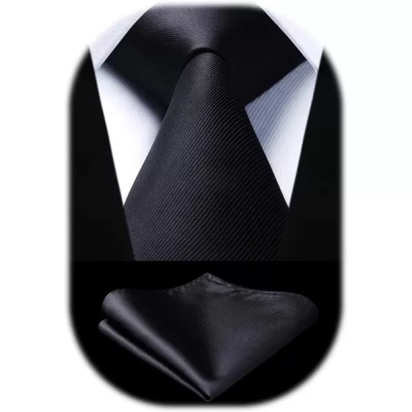 HISDERN Mens Ties Handkerchief Solid Color Ties for Men Necktie with Pocket Square Set for Classic Wedding