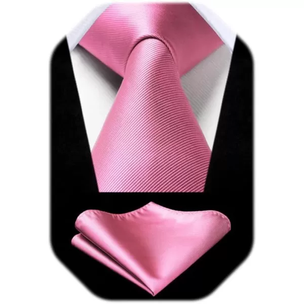 HISDERN Mens Ties Handkerchief Solid Color Ties for Men Necktie with Pocket Square Set for Classic Wedding