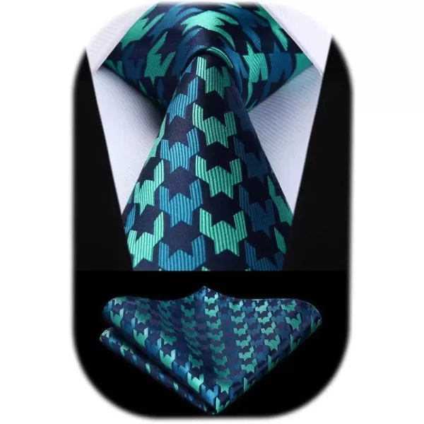 HISDERN Mens Ties Paisley Floral Tie Handkerchief Silk Necktie Pocket Square Formal Wedding