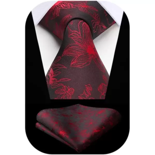 HISDERN Mens Ties Paisley Tie and Pocket Square Woven Classic Floral Mens Necktie Handkerchief Set for Wedding Party