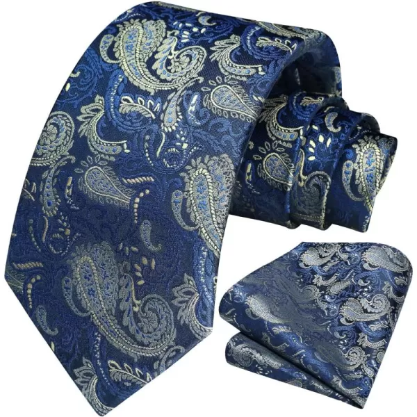 HISDERN Mens Ties Paisley Tie and Pocket Square Woven Classic Floral Mens Necktie Handkerchief Set for Wedding Party