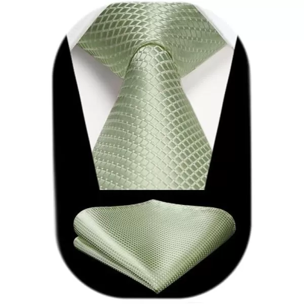HISDERN Mens Ties Plaid Tie and Pocket Square Set Classic Woven Formal Checkered Neckties &amp; Handkerchief Wedding Party
