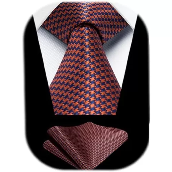 HISDERN Mens Ties Plaid Tie and Pocket Square Set Classic Woven Formal Checkered Neckties &amp; Handkerchief Wedding Party