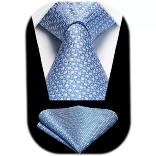 HISDERN Mens Ties Plaid Tie and Pocket Square Set Classic Woven Formal Checkered Neckties &amp; Handkerchief Wedding Party