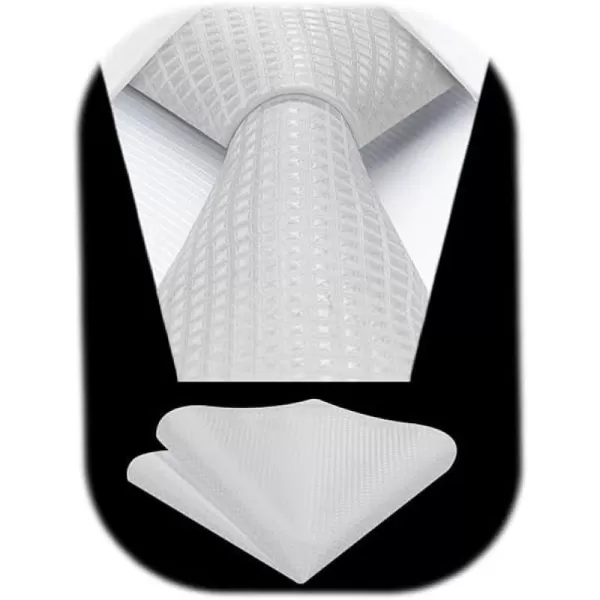 HISDERN Mens Ties Plaid Tie and Pocket Square Set Classic Woven Formal Checkered Neckties &amp; Handkerchief Wedding Party