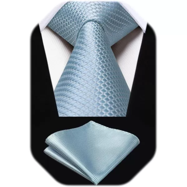 HISDERN Mens Ties Plaid Tie and Pocket Square Set Classic Woven Formal Checkered Neckties &amp; Handkerchief Wedding Party