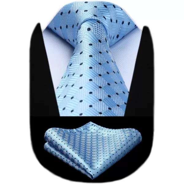 HISDERN Mens Ties Plaid Tie and Pocket Square Set Classic Woven Formal Checkered Neckties &amp; Handkerchief Wedding Party