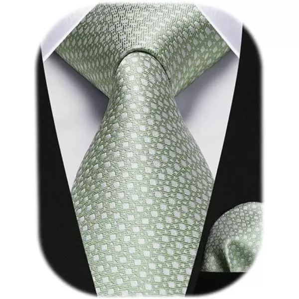 HISDERN Mens Ties Plaid Tie and Pocket Square Set Classic Woven Formal Checkered Neckties &amp; Handkerchief Wedding Party