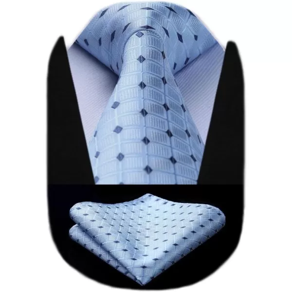 HISDERN Mens Ties Plaid Tie and Pocket Square Set Classic Woven Formal Checkered Neckties &amp; Handkerchief Wedding Party
