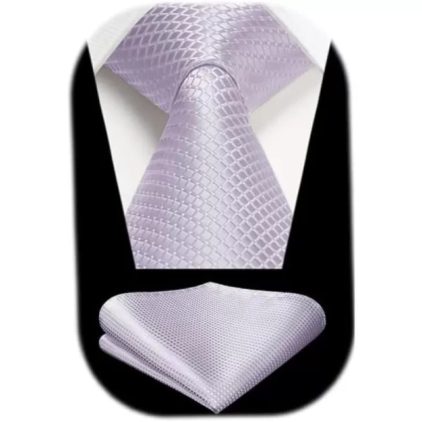 HISDERN Mens Ties Plaid Tie and Pocket Square Set Classic Woven Formal Checkered Neckties &amp; Handkerchief Wedding Party
