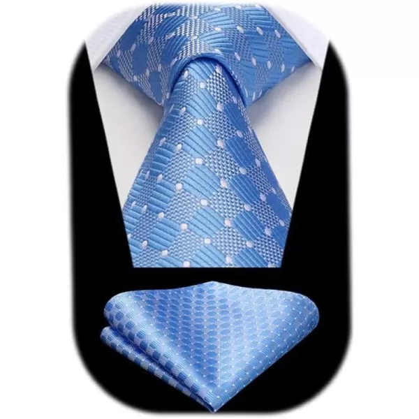 HISDERN Mens Ties Plaid Tie and Pocket Square Set Classic Woven Formal Checkered Neckties &amp; Handkerchief Wedding Party
