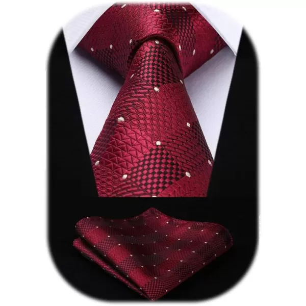 HISDERN Mens Ties Plaid Tie and Pocket Square Set Classic Woven Formal Checkered Neckties &amp; Handkerchief Wedding Party
