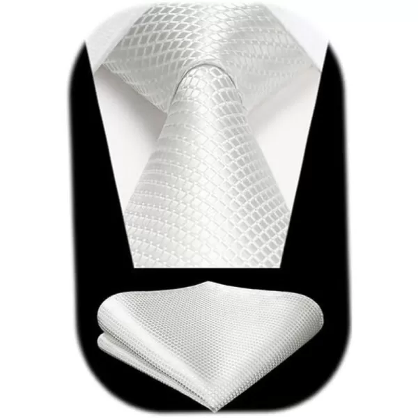 HISDERN Mens Ties Plaid Tie and Pocket Square Set Classic Woven Formal Checkered Neckties &amp; Handkerchief Wedding Party