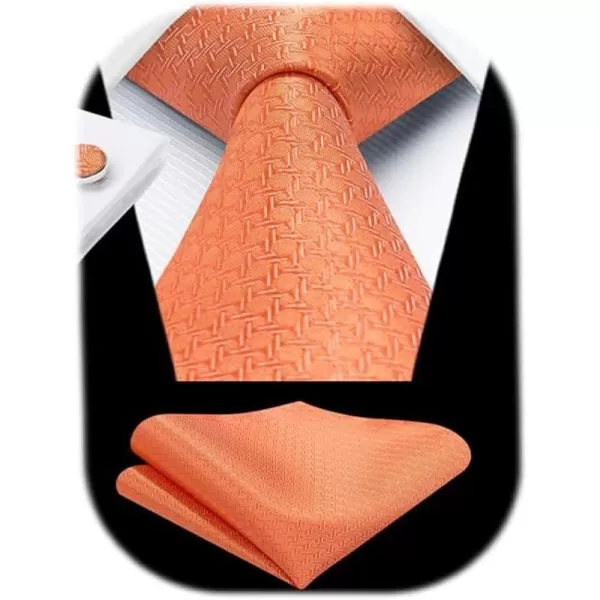 HISDERN Mens Ties Set Stripe Plaid Ties for Men and Pocket Square Cufflinks Formal Silk Necktie Wedding Business