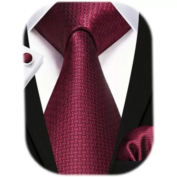 HISDERN Mens Ties Set Stripe Plaid Ties for Men and Pocket Square Cufflinks Formal Silk Necktie Wedding Business